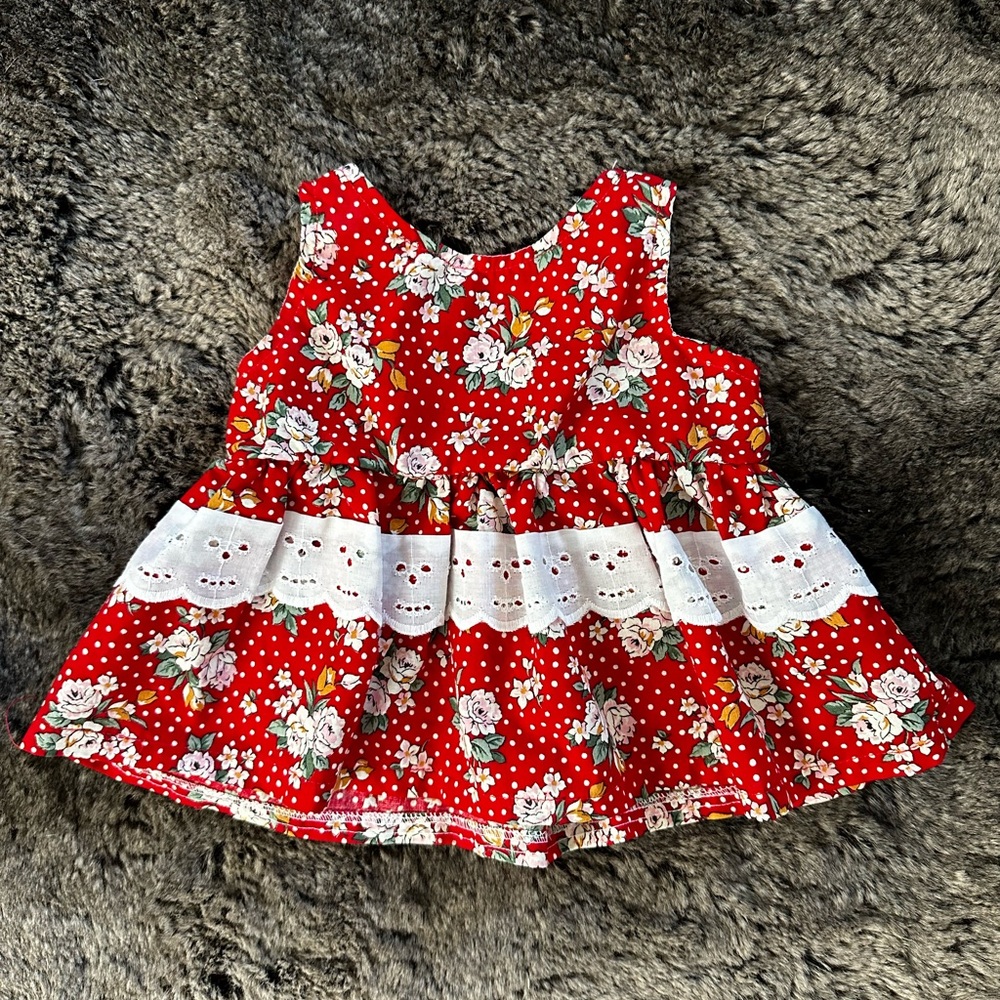 Handmade vintage floral and polka dot top/dress
